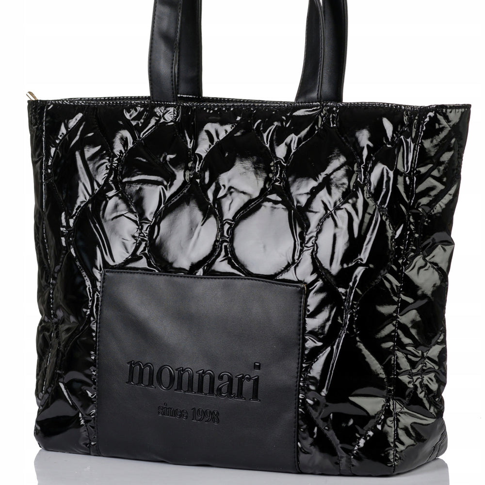 Torba shopper damska Monnari pikowana z logo – granatowa
