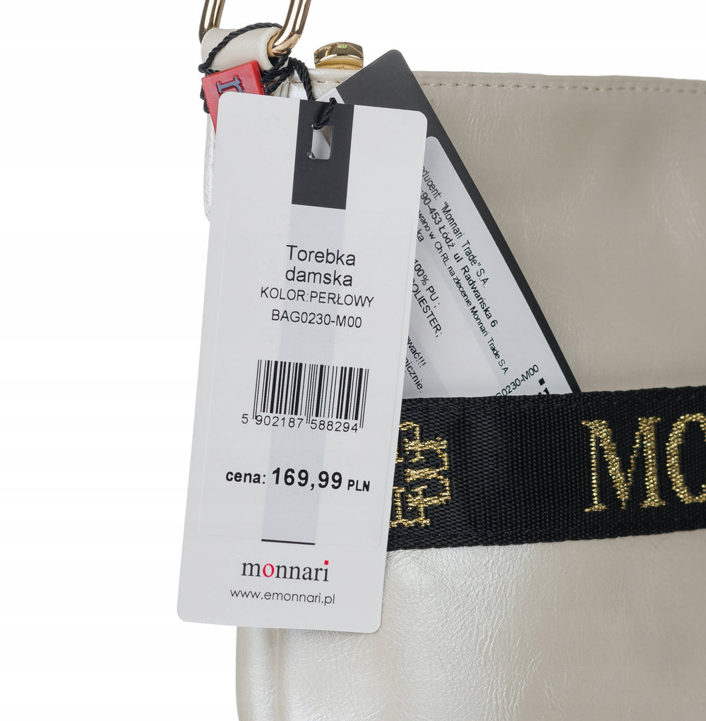 Listonoszka pikowana Monnari perłowa, crossbody