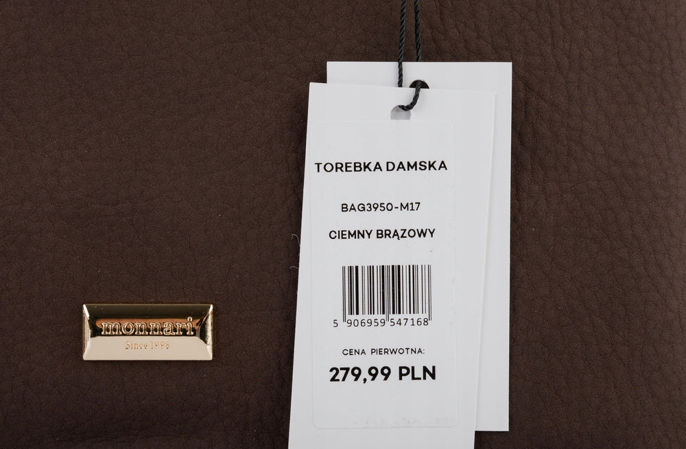 Torebka kuferek shopper Monnari z paskiem, do pracy – ciemnobrązowa – zdjęcie 12