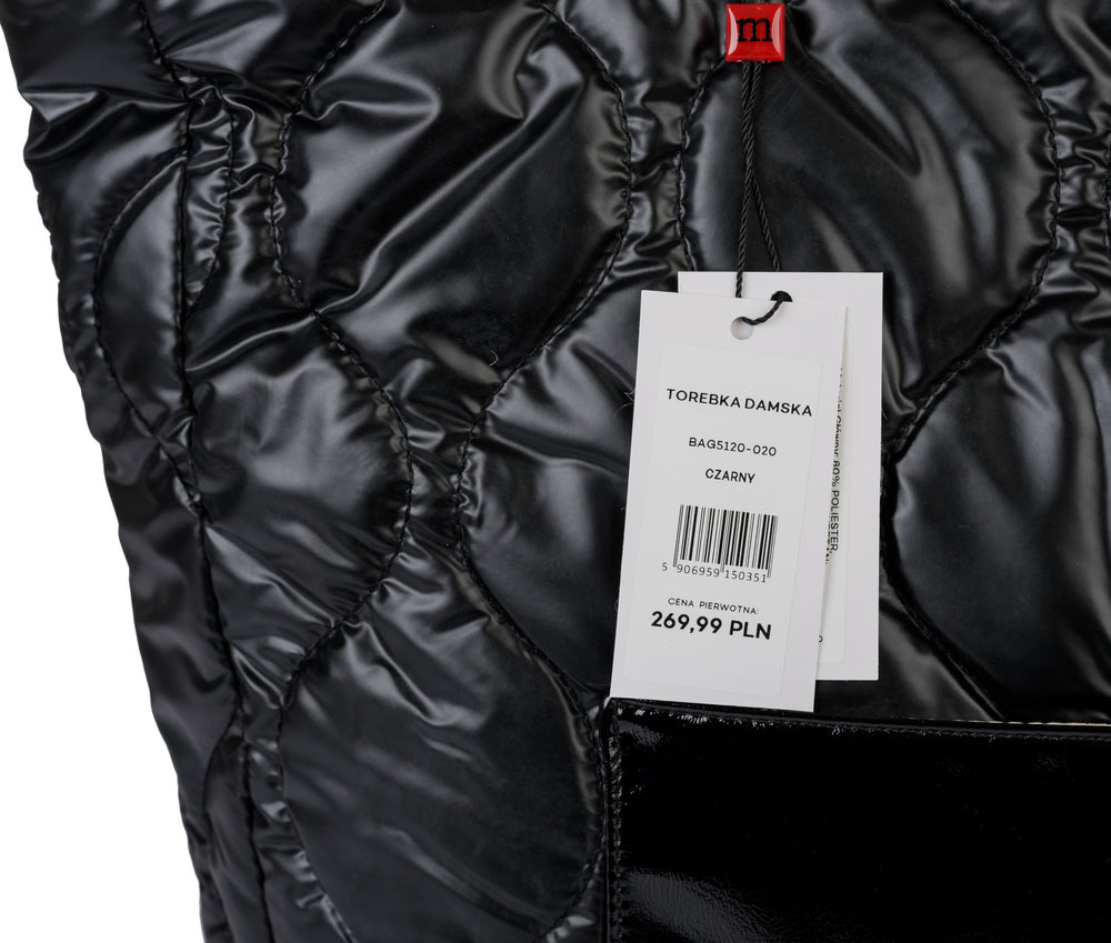 Torba shopper damska Monnari pikowana z logo – czarna