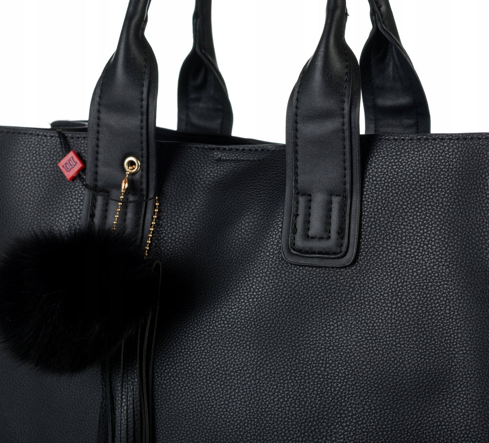 Torebka shopper Monnari z pomponem i frędzlami – czarna – zdjęcie 14