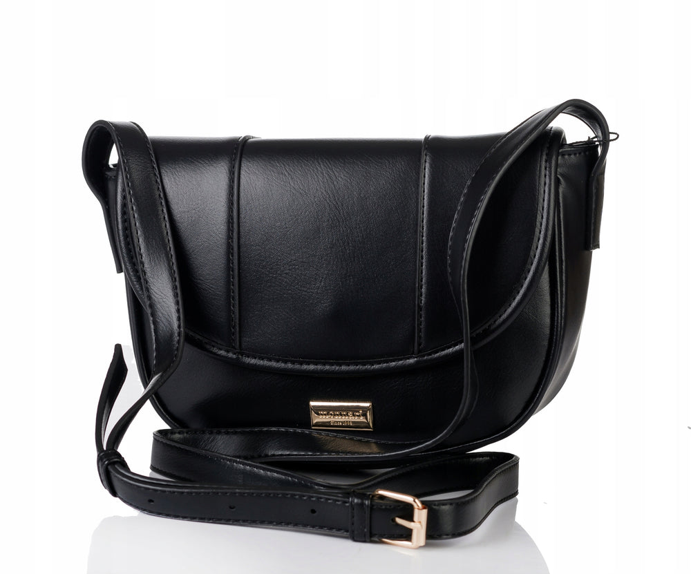 Listonoszka łódka crossbody Monnari, złote okucia – czarna
