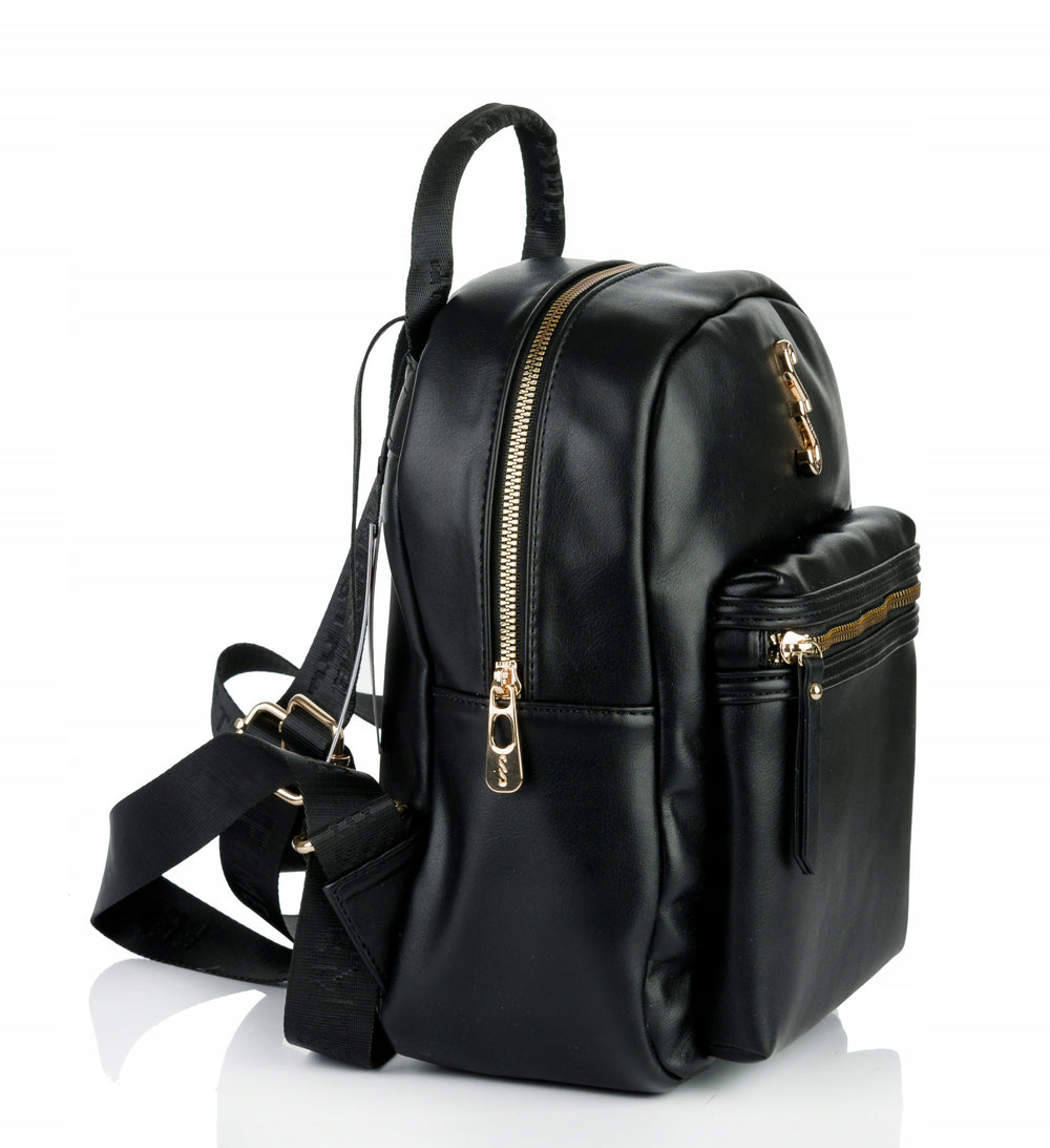 Plecak damski Monnari miejski z kieszonką na zamek – czarny – zdjęcie 3