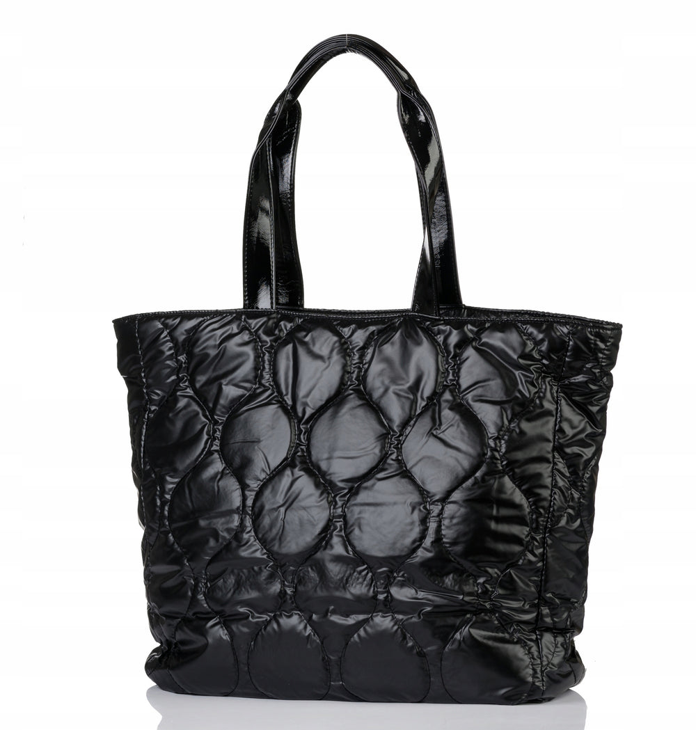 Torba shopper damska Monnari pikowana z logo – czarna