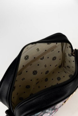 Listonoszka crossbody Monnari w kwiaty – czarno-różowa