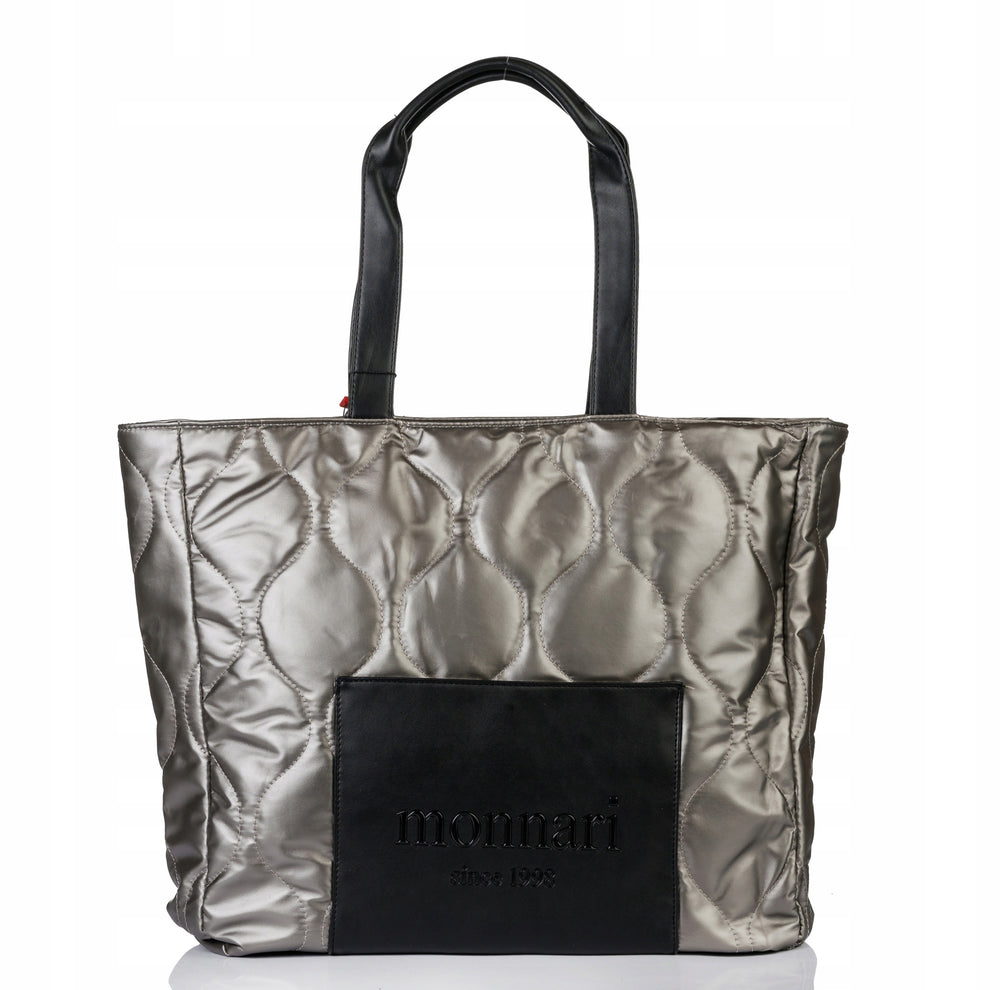 Torba shopper damska Monnari pikowana z logo – granatowa