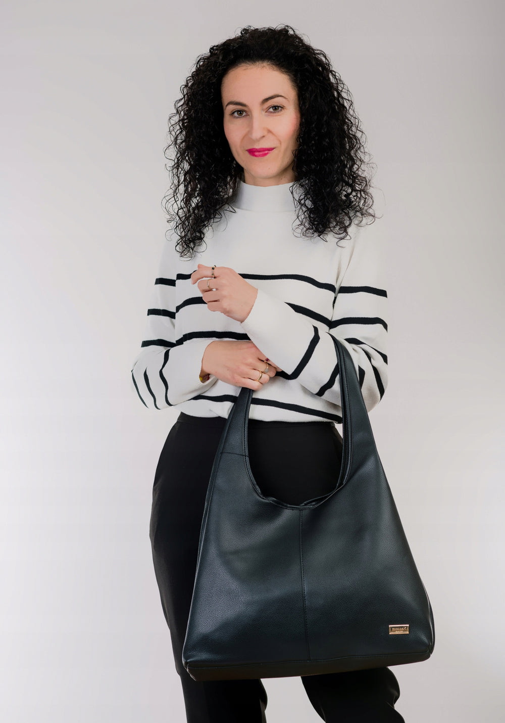 Torebka shopper damska Monnari 3-komorowa – czarna