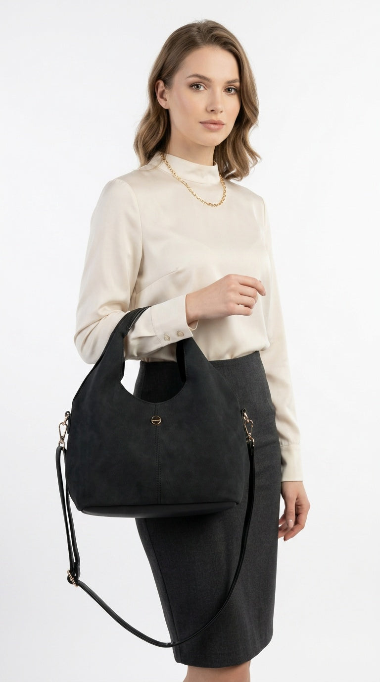 Torebka shopper z listonoszką 2w1 Monnari – czarna