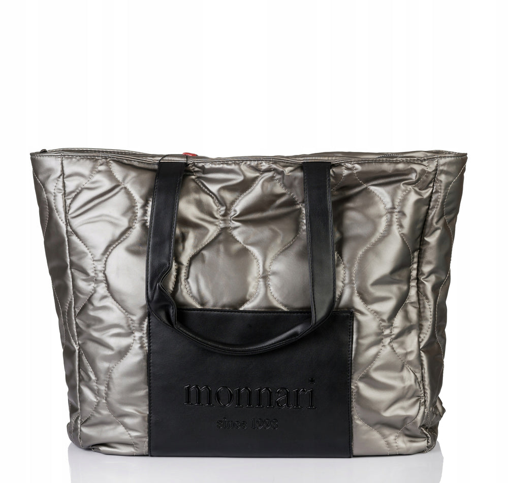 Torba shopper damska Monnari pikowana z logo – granatowa
