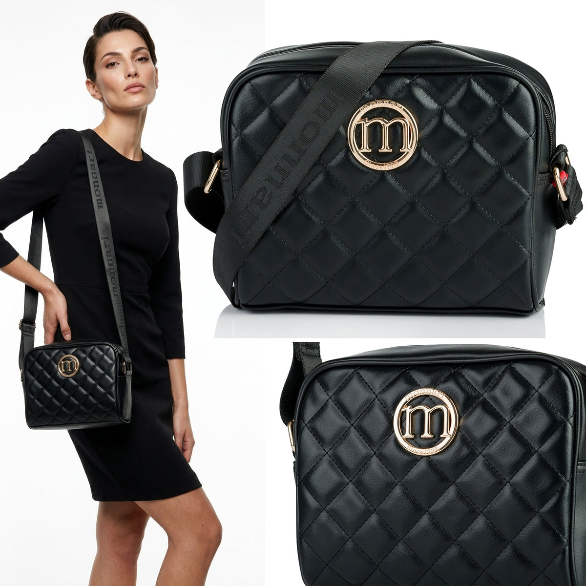 Listonoszka crossbody Monnari pikowana – czarna