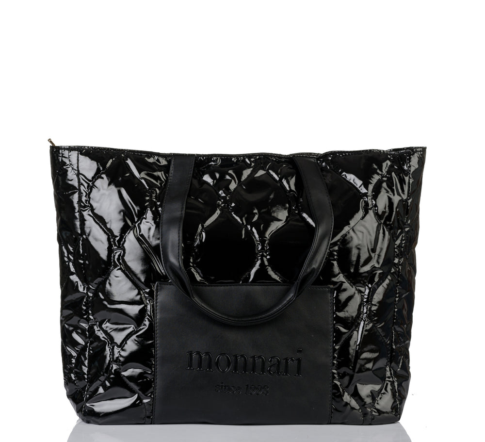 Torba shopper damska Monnari pikowana z logo – granatowa