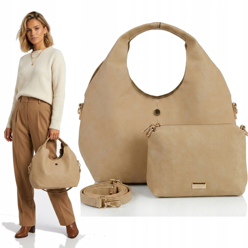 Torebka shopper z listonoszką 2w1 Monnari – beżowa