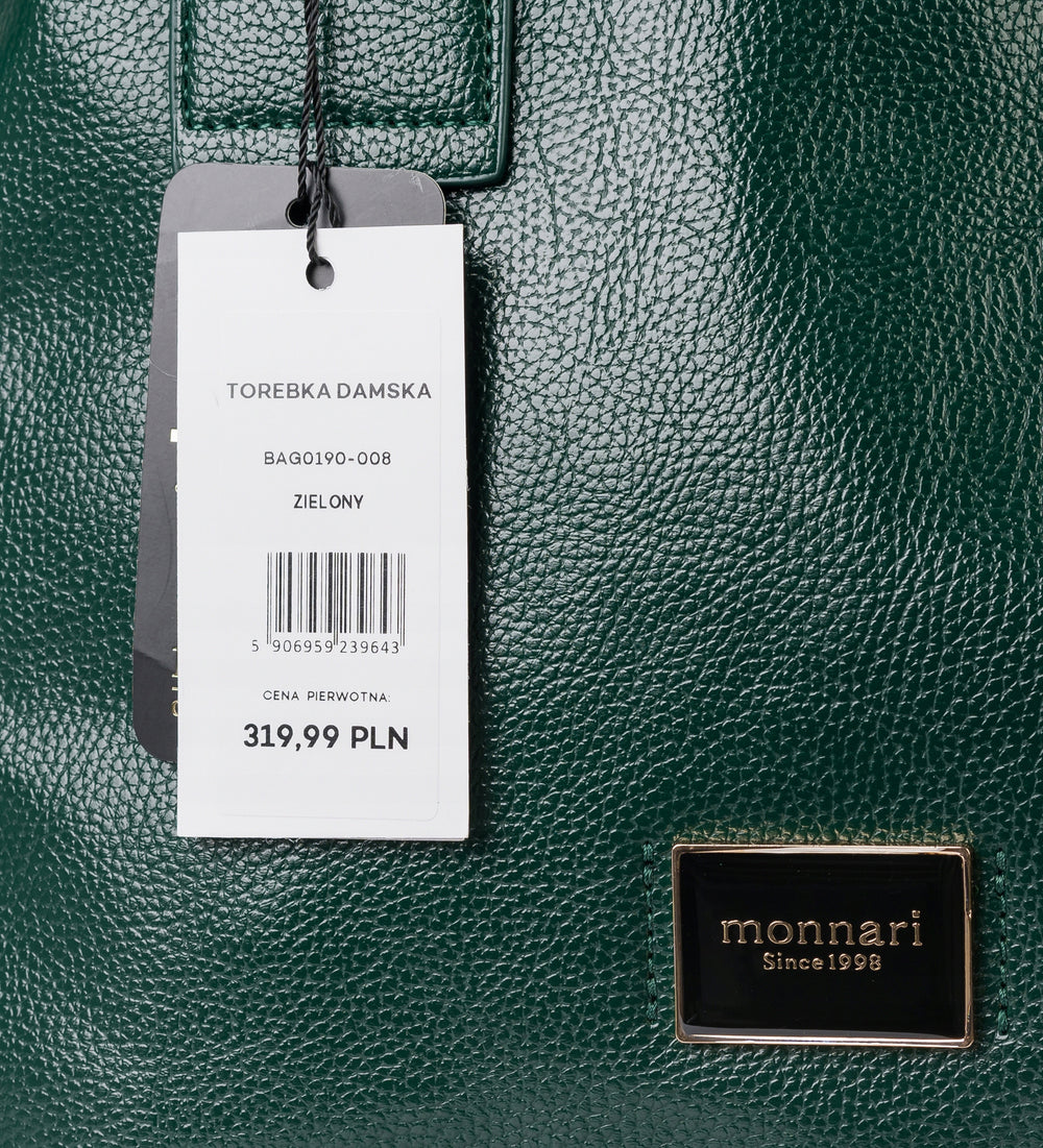 Torebka kuferek shopper Monnari miejska, do pracy – zielona