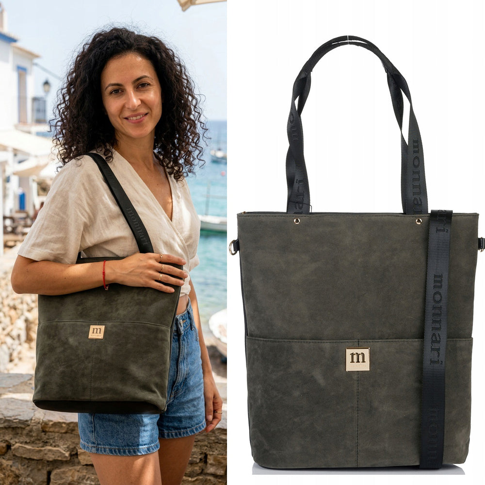 Torba shopper damska Monnari zamszowa – czarna