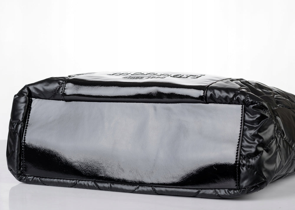 Torba shopper damska Monnari pikowana z logo – czarna