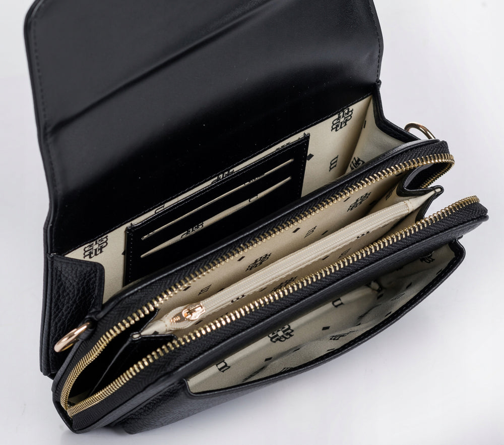Torebka na telefon Monnari, listonoszka phone bag – czarno-biała
