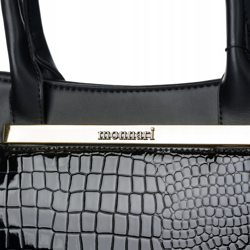 Torebka shopper Monnari lakierowana, mieszcząca A4 – czarna – zdjęcie 11