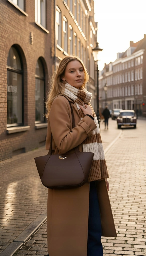 Klasyczna torebka shopper Monnari na ramię – czekoladowa