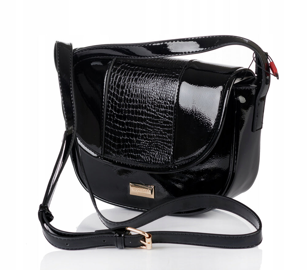Listonoszka łódka crossbody Monnari, złote okucia – czarna