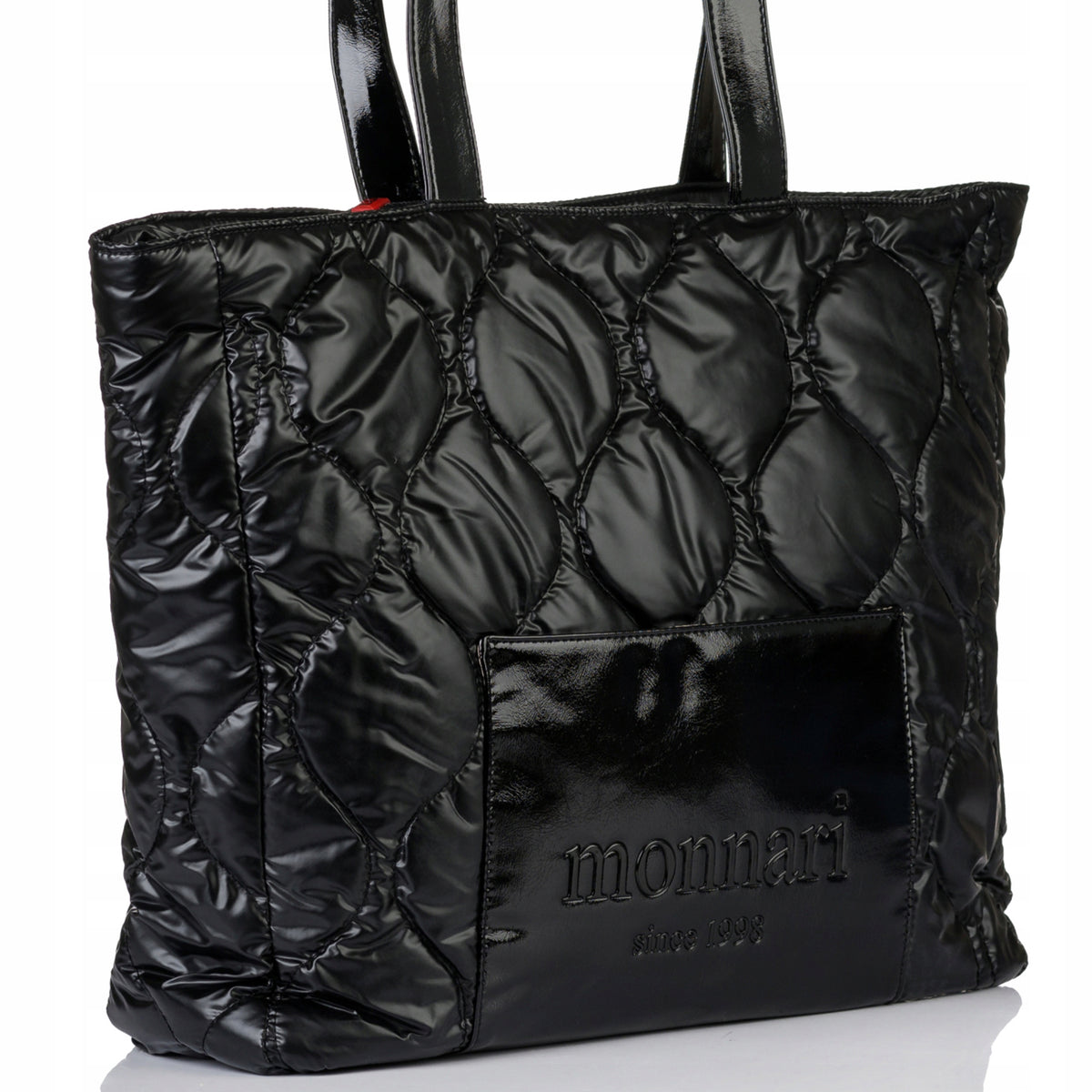 Torba shopper damska Monnari pikowana z logo – czarna