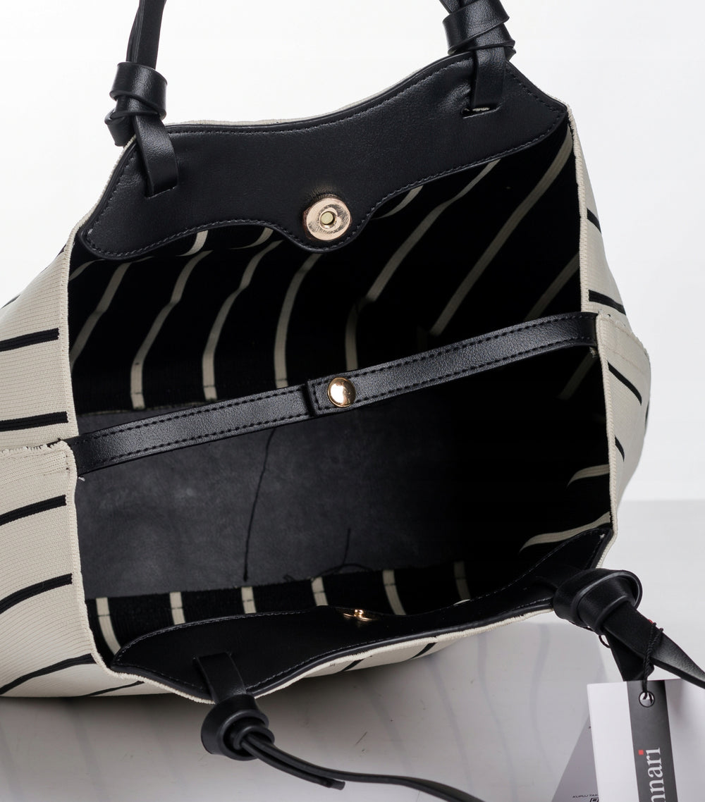 Torebka shopper z listonoszką 2w1 Monnari – biało-czarna